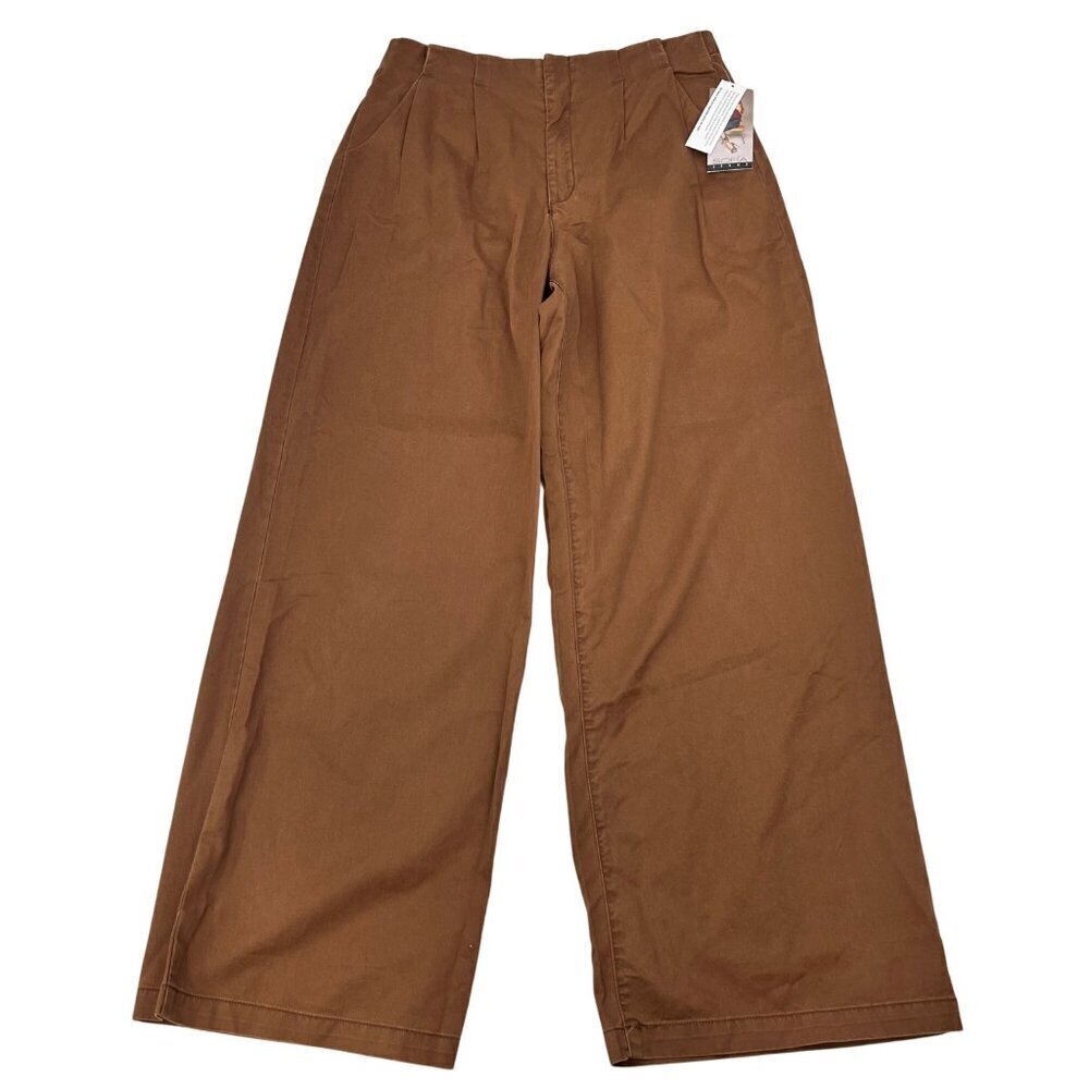 Sofia Jeans Womens Wide Leg Trousers Pleated Front Brown Size 10 Luxe Twill New